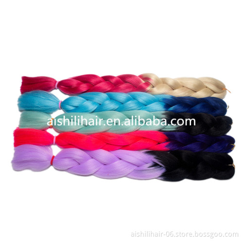 Aishili wholesale 64inches 165g extensions pre stretched synthetic Expression ombre jumbo crochet braiding hair